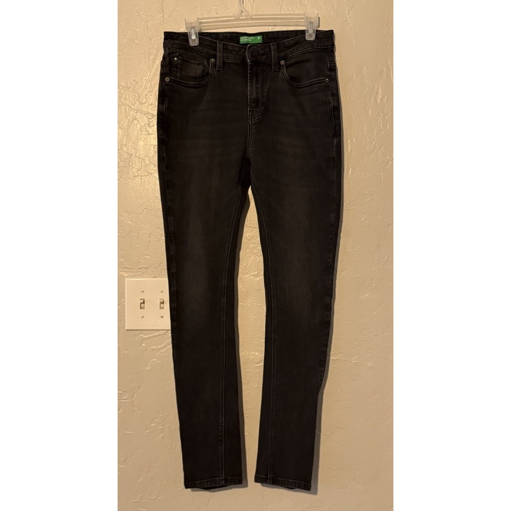 United Colors of Benetton Jeans Womens Sz 30W Black Skinny Pin Up Stretch